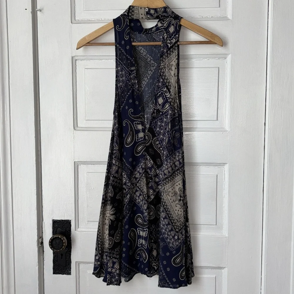 FREE PEOPLE INTIMATELY BEAUX MOCK NECK HANDKERCHIEF SLIP DRESS / TUNIC